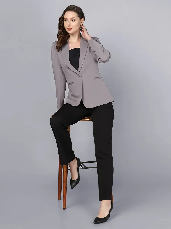 Steals and Deals Notch Collar Stretch blazer- Grey