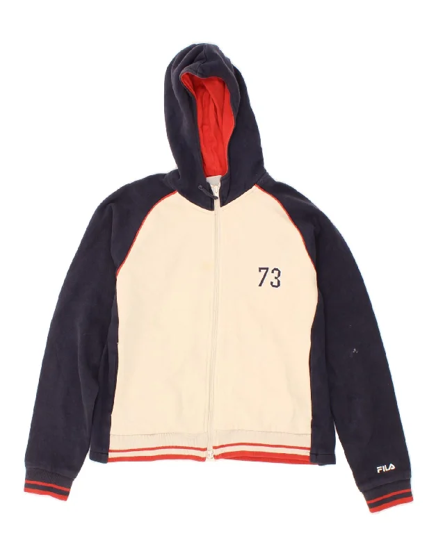 Doorbuster Deal FILA Womens Zip Hoodie Sweater IT 44 Medium Navy Blue Colourblock Cotton Doorbuster Deal FILA Womens Zip Hoodie Sweater IT 44 Medium Navy Blue Colourblock Cotton