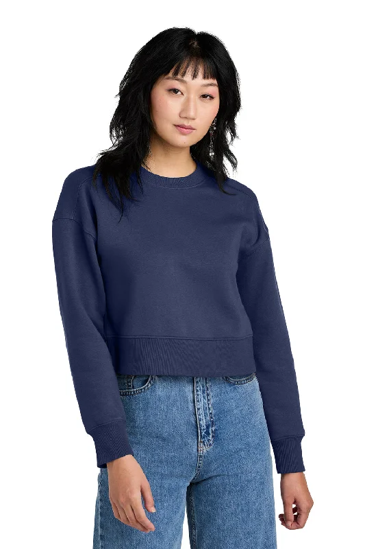 Quick Sale District Womens Perfect Weight Fleece Cropped Crewneck Sweatshirt - Tanzanite Blue Quick Sale District Womens Perfect Weight Fleece Cropped Crewneck Sweatshirt - Tanzanite Blue