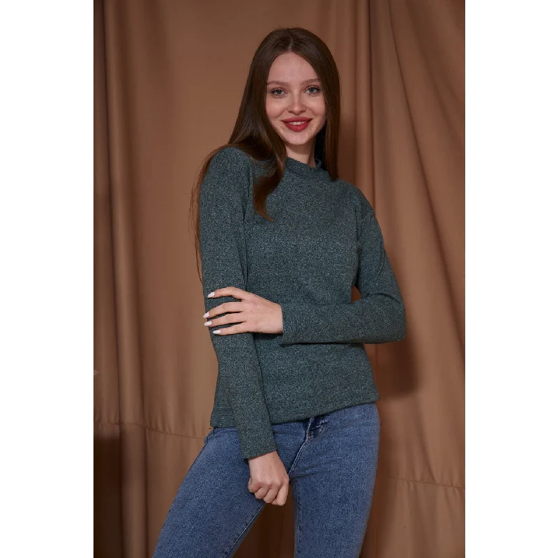 Price Slash Green Melange Mock Neck Sweatshirt