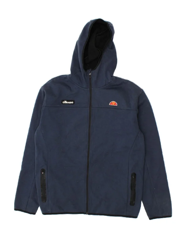 Daily Deals ELLESSE Womens Oversized Zip Hoodie Sweater UK 14 Medium Navy Blue