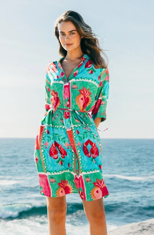 The Best Prices Flaming Hearts Shirt Dress