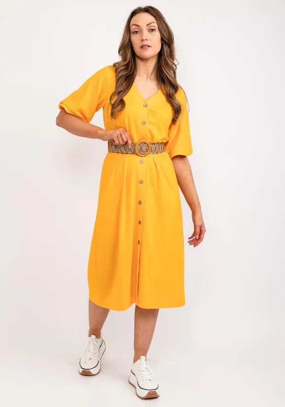Act Now Tiffosi Selva Belted Midi Dress, Gold