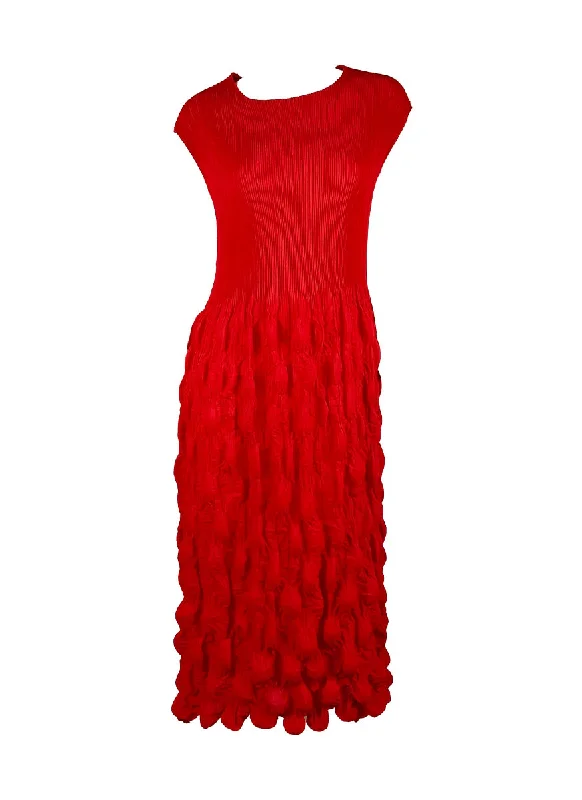 Huge Discounts O240002 Bubble Pleated Dress *Red