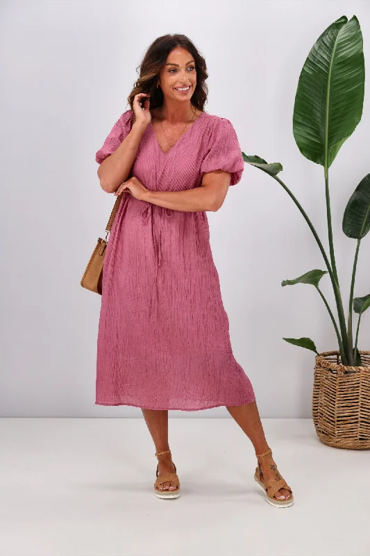 Bargain Bin Gloss by Shine On Magnolia V Neck Dress Rose