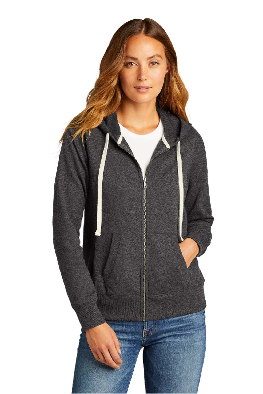 Massive Deals District Womens Re-Fleece Full Zip Hooded Sweatshirt Hoodie w/ Pockets - Heather Charcoal Grey Massive Deals District Womens Re-Fleece Full Zip Hooded Sweatshirt Hoodie w/ Pockets - Heather Charcoal Grey