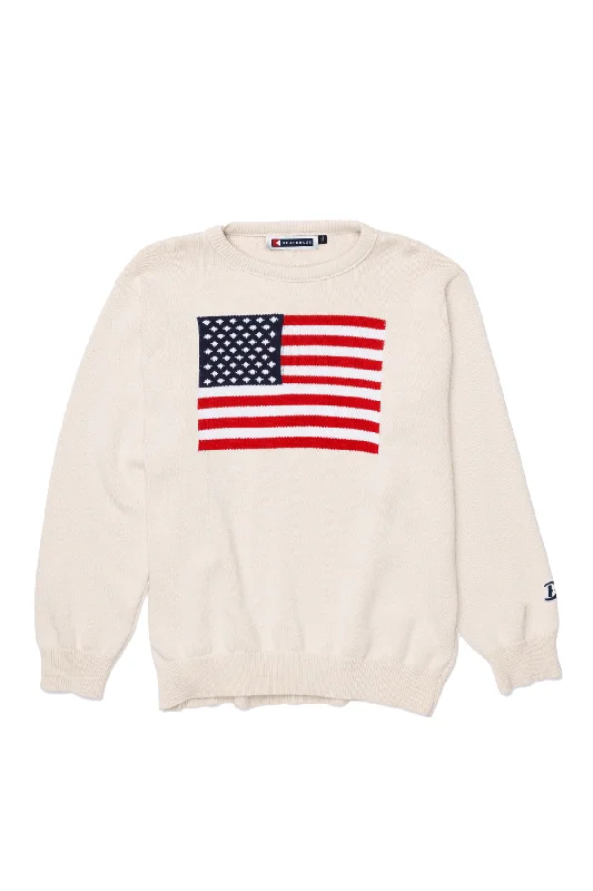 Online Only Unisex American Flag Knit Crew