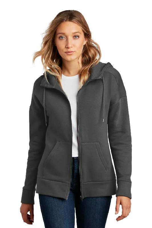 Customer Appreciation Sale District Womens Perfect Weight Fleece Full Zip Hooded Sweatshirt Hoodie w/ Pockets - Charcoal Grey Customer Appreciation Sale District Womens Perfect Weight Fleece Full Zip Hooded Sweatshirt Hoodie w/ Pockets - Charcoal Grey