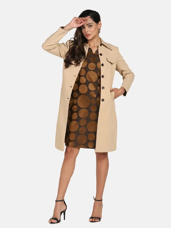 Early Bird Discount Stretch OverCoat - Beige