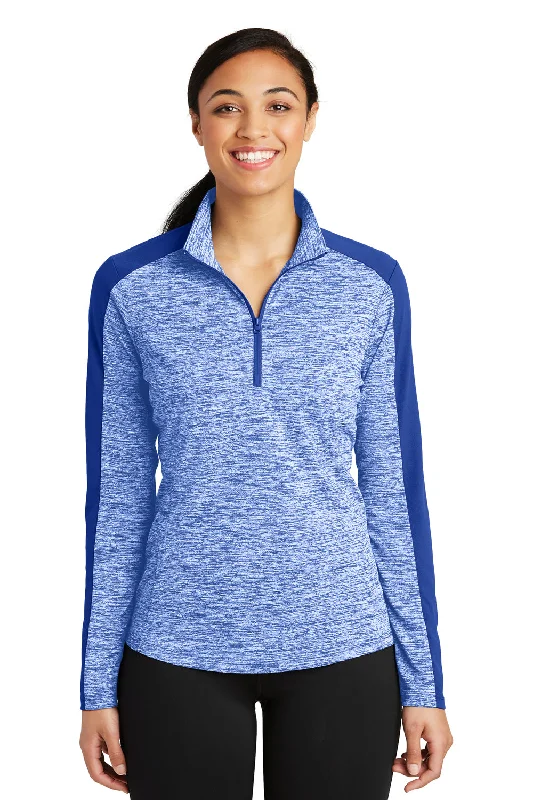 Super Sale Sport-Tek Womens Electric Heather Moisture Wicking 1/4 Zip Sweatshirt - True Royal Blue Electric/True Royal Blue Super Sale Sport-Tek Womens Electric Heather Moisture Wicking 1/4 Zip Sweatshirt - True Royal Blue Electric/True Royal Blue