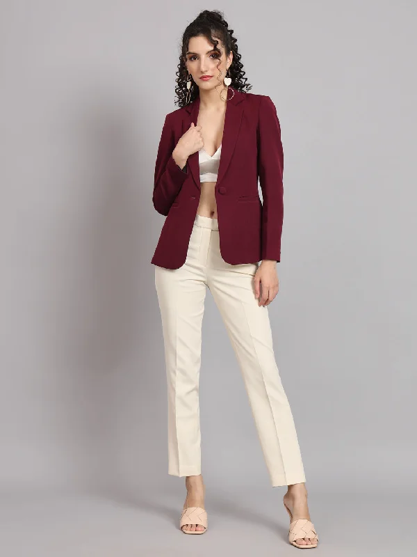 Lowest Prices Notched Collar  Blazer - Maroon