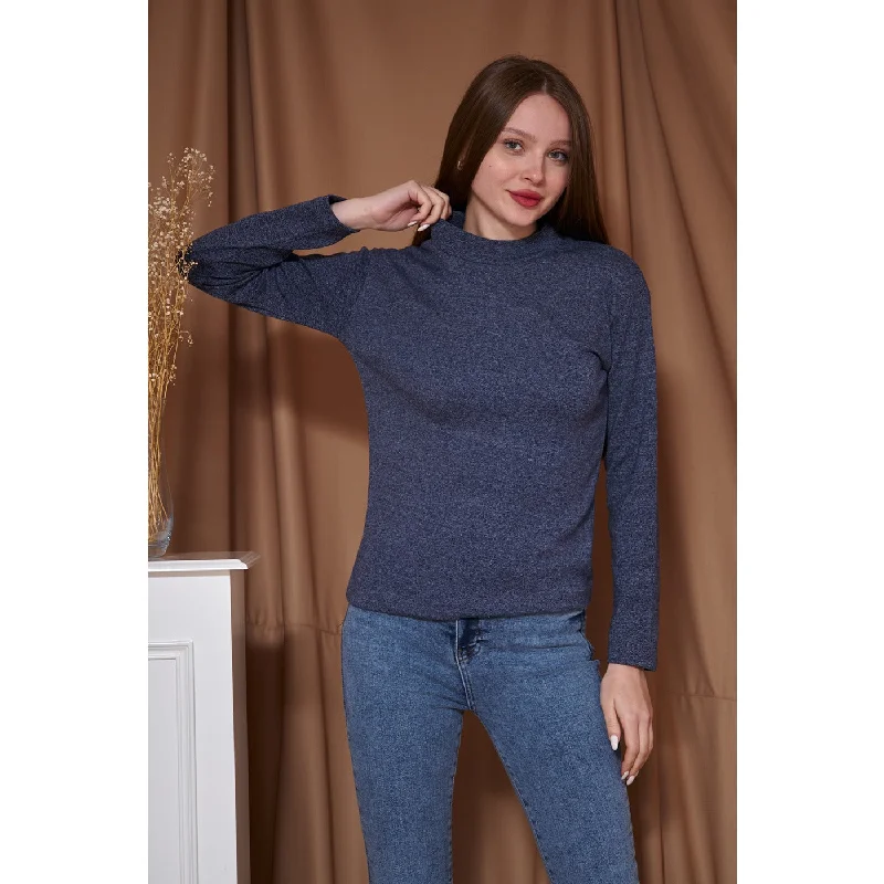 Don’t Miss Out Navy Melange Mock Neck Sweatshirt