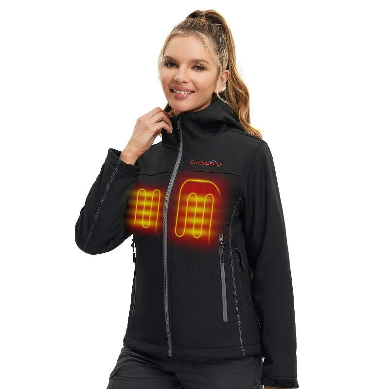 Bargain Prices Women's Heated Jacket Shell Soft Waterproof & Windproof-Black