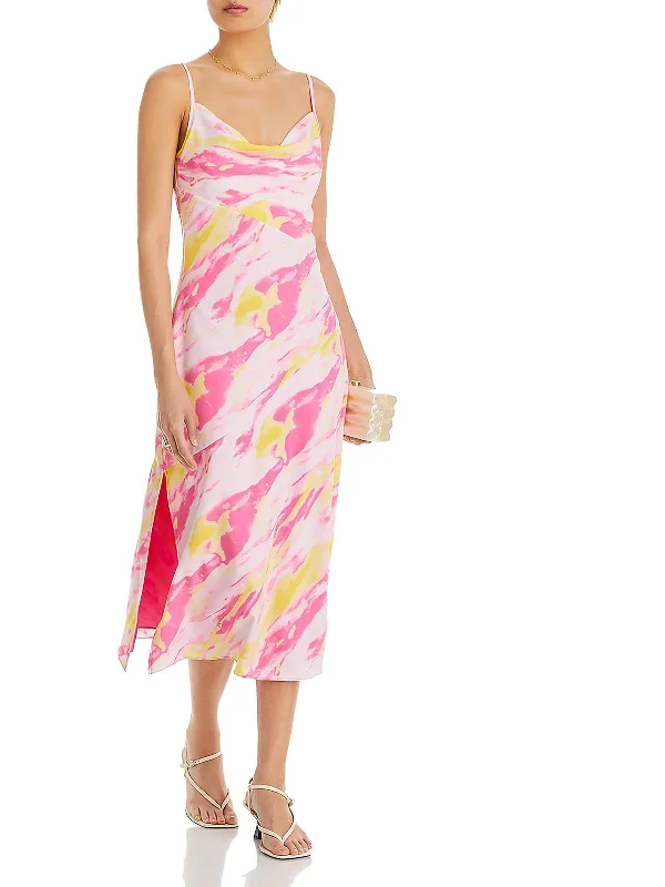 Price Drop Alert Womens Tie-Dye Satin Slip Dress