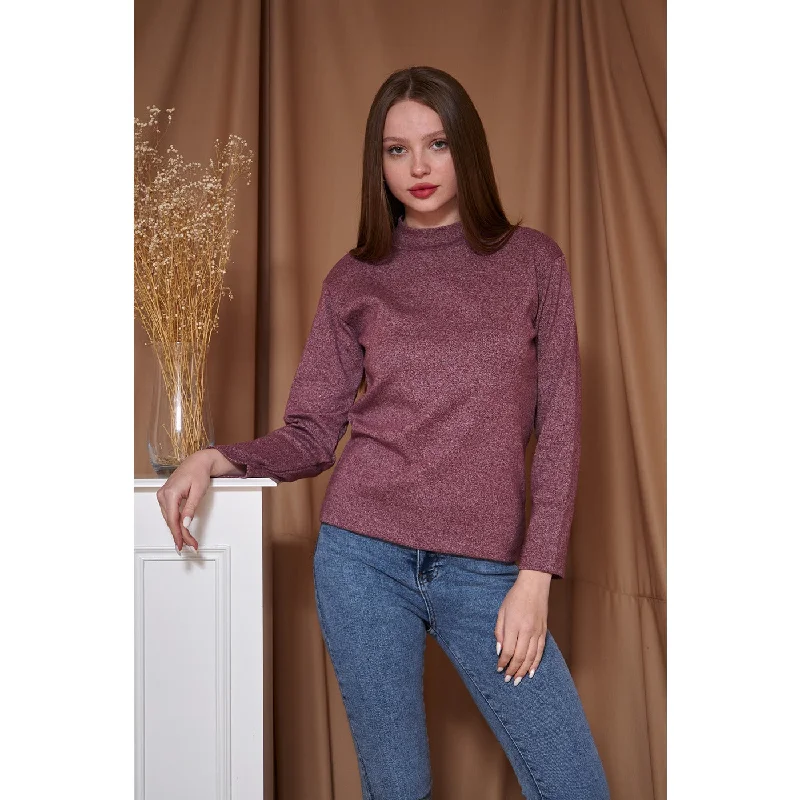 Grand Opening Sale Red Melange Mock Neck Sweatshirt