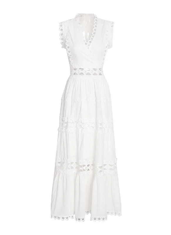 TIME-Limited Offer 8220014 Eyelet Embroidery Sleeveless Maxi Dress *Black