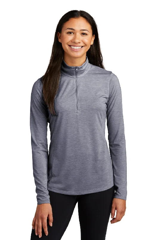 Anniversary Sale Sport-Tek Womens Moisture Wicking 1/4 Zip Sweatshirt - Heather True Navy Blue Anniversary Sale Sport-Tek Womens Moisture Wicking 1/4 Zip Sweatshirt - Heather True Navy Blue