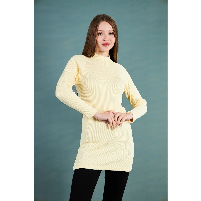 Year-End Sale Lemon Ribbed Long Sweatshirt