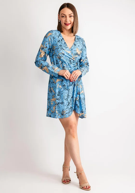 Unmissable Offer Vero Moda Abri Print Mini Wrap Dress, Little Boy Blue