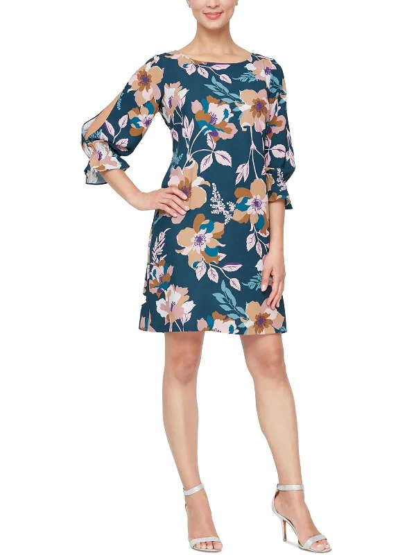 Deal Explosion Womens Floral Print Polyester Shift Dress