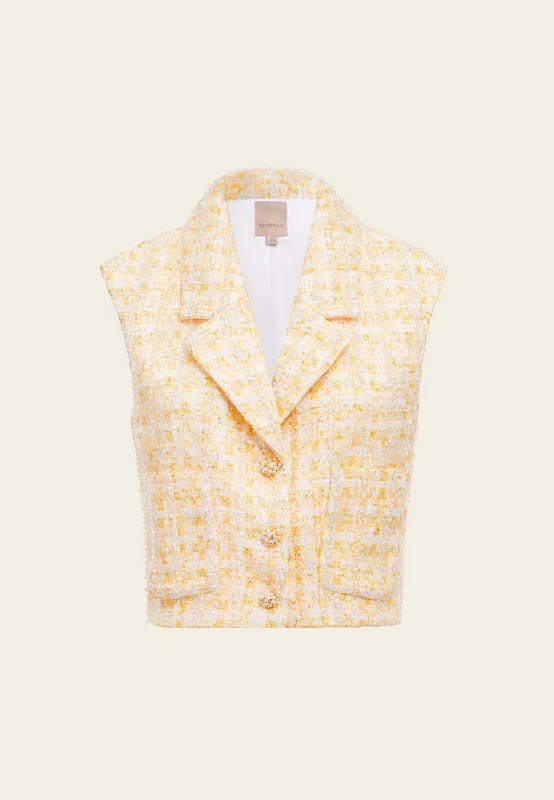Daily Specials Yellow Plaid Tweed Lapel Vest