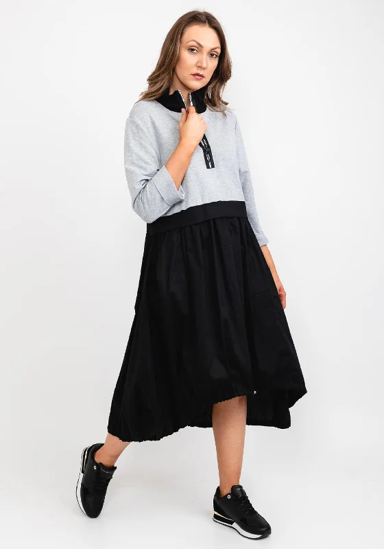 Early Access d.e.c.k. by Decollage One Size Half Zip Dress, Grey & Black