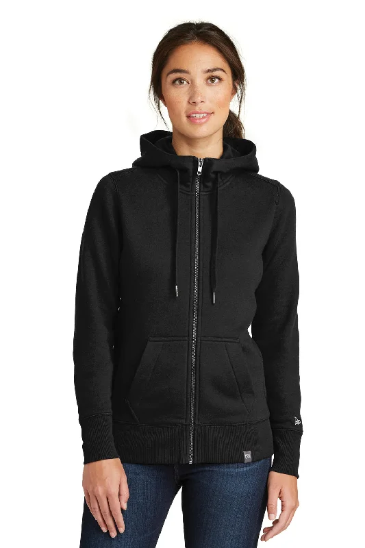 New Markdowns New Era Womens Sueded French Terry Full Zip Hooded Sweatshirt Hoodie w/ Pockets - Black New Markdowns New Era Womens Sueded French Terry Full Zip Hooded Sweatshirt Hoodie w/ Pockets - Black