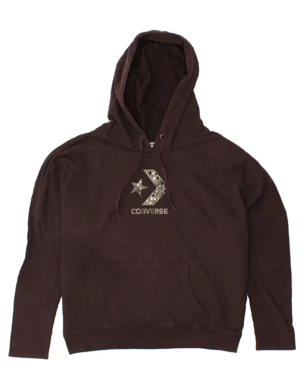 Can't Miss CONVERSE Womens Oversized Graphic Hoodie Jumper UK 16 Large Maroon Cotton Can't Miss CONVERSE Womens Oversized Graphic Hoodie Jumper UK 16 Large Maroon Cotton