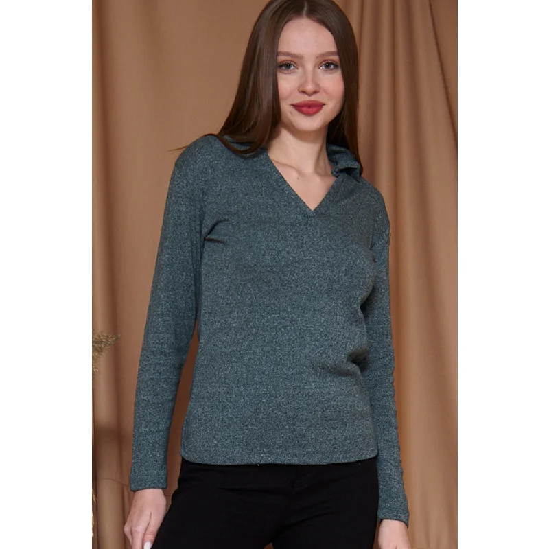 New Arrival Green Melange Polo Sweatshirt
