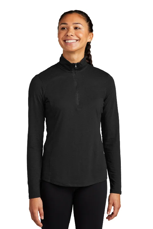 Clearance Event Sport-Tek Womens Moisture Wicking 1/4 Zip Sweatshirt - Black