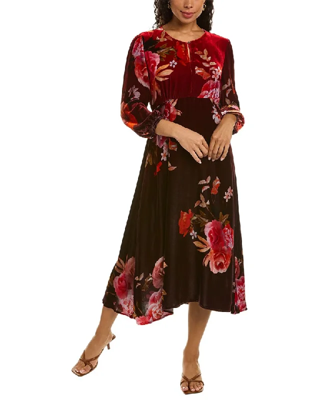 Massive Deals Johnny Was Coralie Effortless Silk-Blend Midi Dress