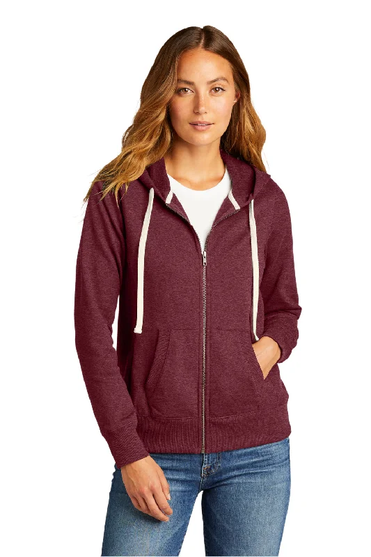 Buy Now District Womens Re-Fleece Full Zip Hooded Sweatshirt Hoodie w/ Pockets - Heather Maroon Buy Now District Womens Re-Fleece Full Zip Hooded Sweatshirt Hoodie w/ Pockets - Heather Maroon