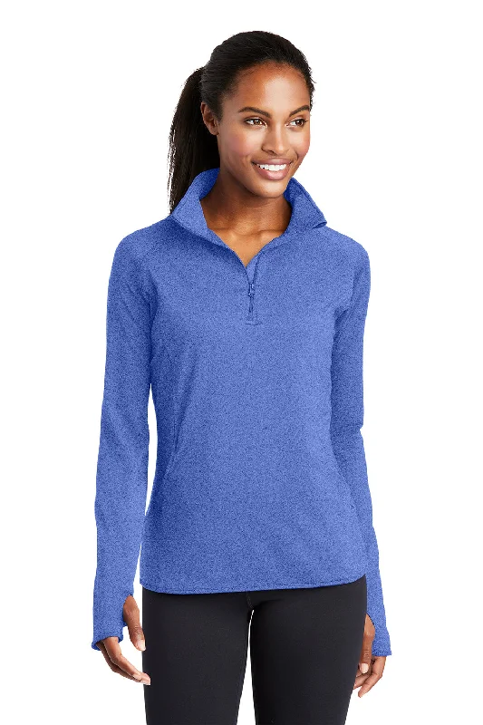 Price Reduction Sport-Tek Womens Sport-Wick Moisture Wicking 1/4 Zip Sweatshirt w/ Pouch Pocket - Heather True Royal Blue Price Reduction Sport-Tek Womens Sport-Wick Moisture Wicking 1/4 Zip Sweatshirt w/ Pouch Pocket - Heather True Royal Blue