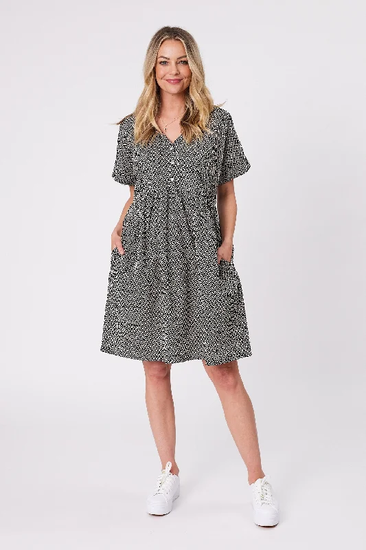 Anniversary Sale Gloss by Shine On Joy Buttoned Midi Dress Geo Print