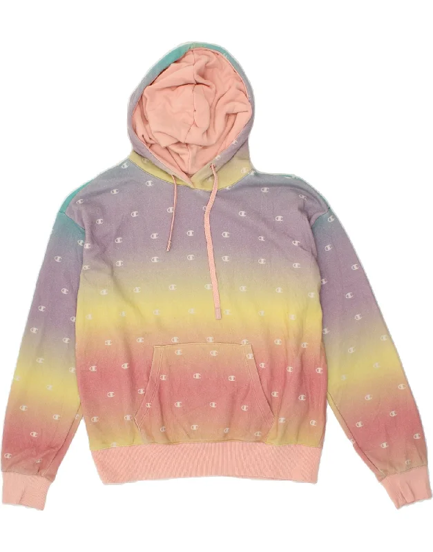Overstock CHAMPION Womens Graphic Hoodie Jumper UK 16 Large Multicoloured Tie Dye