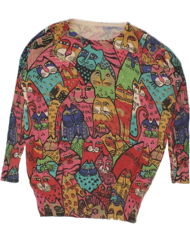 Clearance Event VINTAGE Womens Overshirt Boat Neck Jumper Sweater UK 18 XL Multicoloured Clearance Event VINTAGE Womens Overshirt Boat Neck Jumper Sweater UK 18 XL Multicoloured