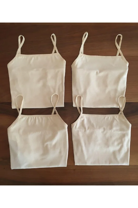 Today’s Deal Women's Nude 4-Pack Cotton Rope Strap Undershirt