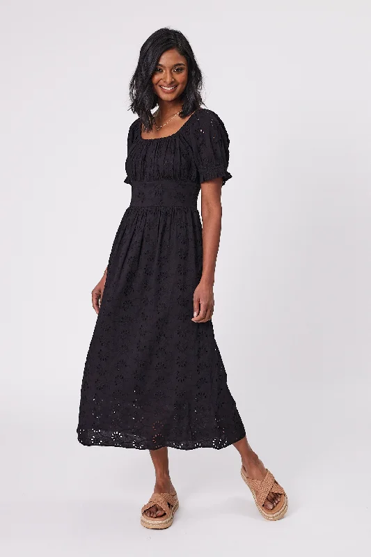 Special Promotion Gloss by Shine On Isolde Shirred Waist Broderie Dress Black