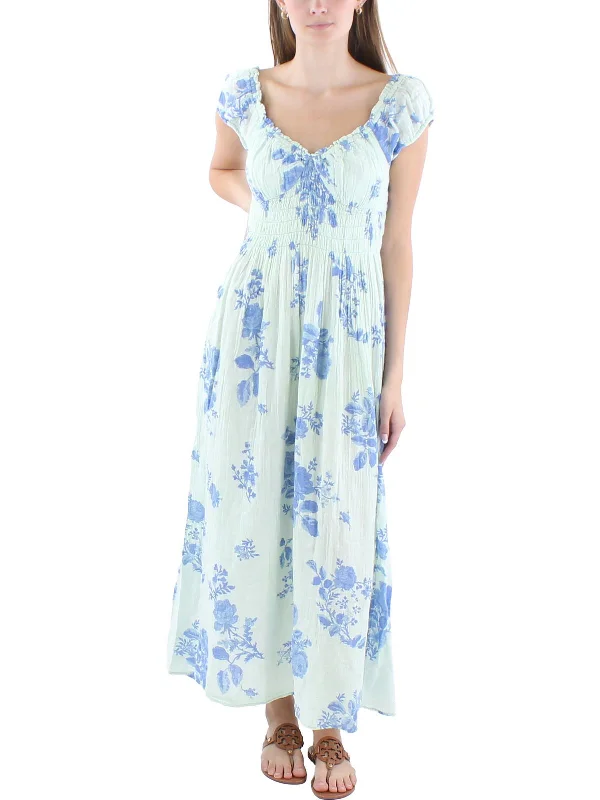 Mega Sale Womens Floral Print Cotton Midi Dress