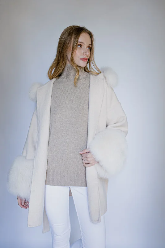Extra Discounts Ophelia Cashmere Coat - Cream