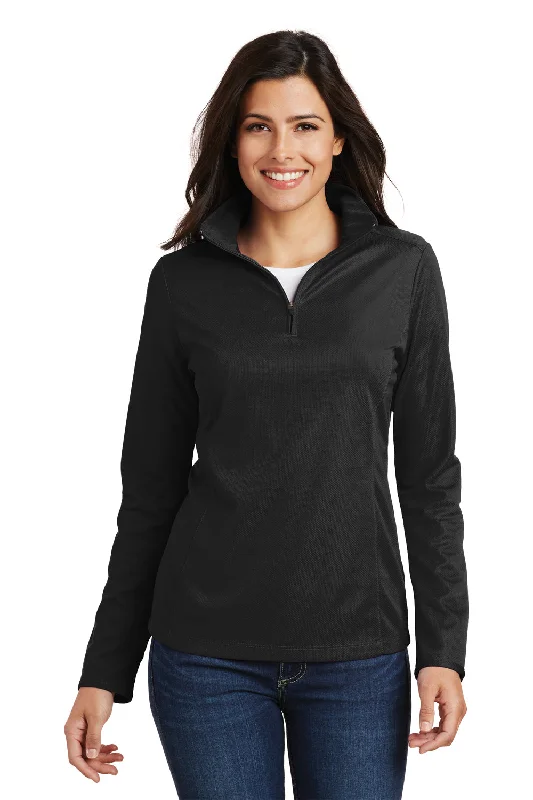 Year-End Sale Port Authority Womens Moisture Wicking 1/4 Zip Sweatshirt - Black