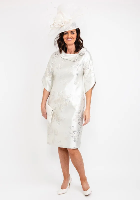 Discount Extravaganza Bella Premium Metallic Floral Dress, Champagne