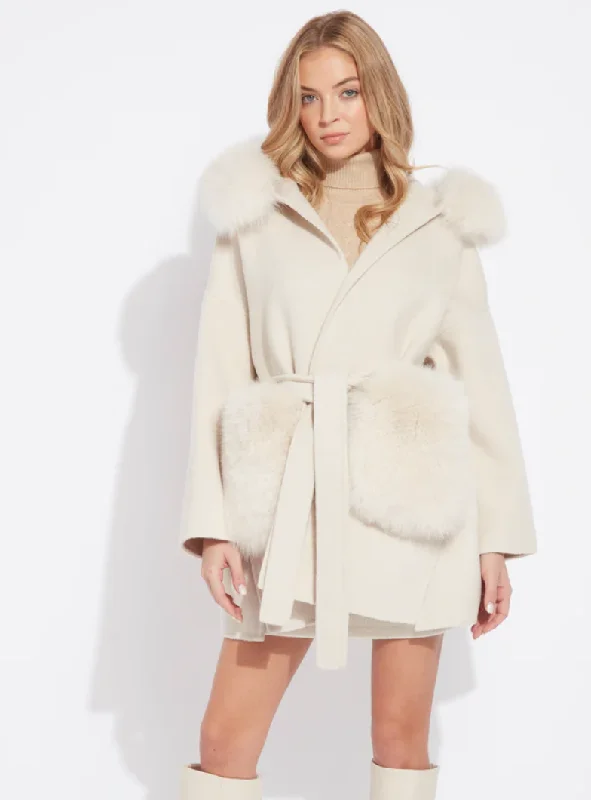 Inventory Reduction Olympia Cashmere Coat - Cream