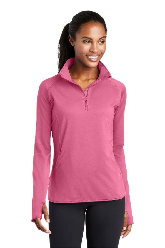 Clearance Sale Sport-Tek Womens Sport-Wick Moisture Wicking 1/4 Zip Sweatshirt w/ Pouch Pocket - Dusty Rose Pink Clearance Sale Sport-Tek Womens Sport-Wick Moisture Wicking 1/4 Zip Sweatshirt w/ Pouch Pocket - Dusty Rose Pink